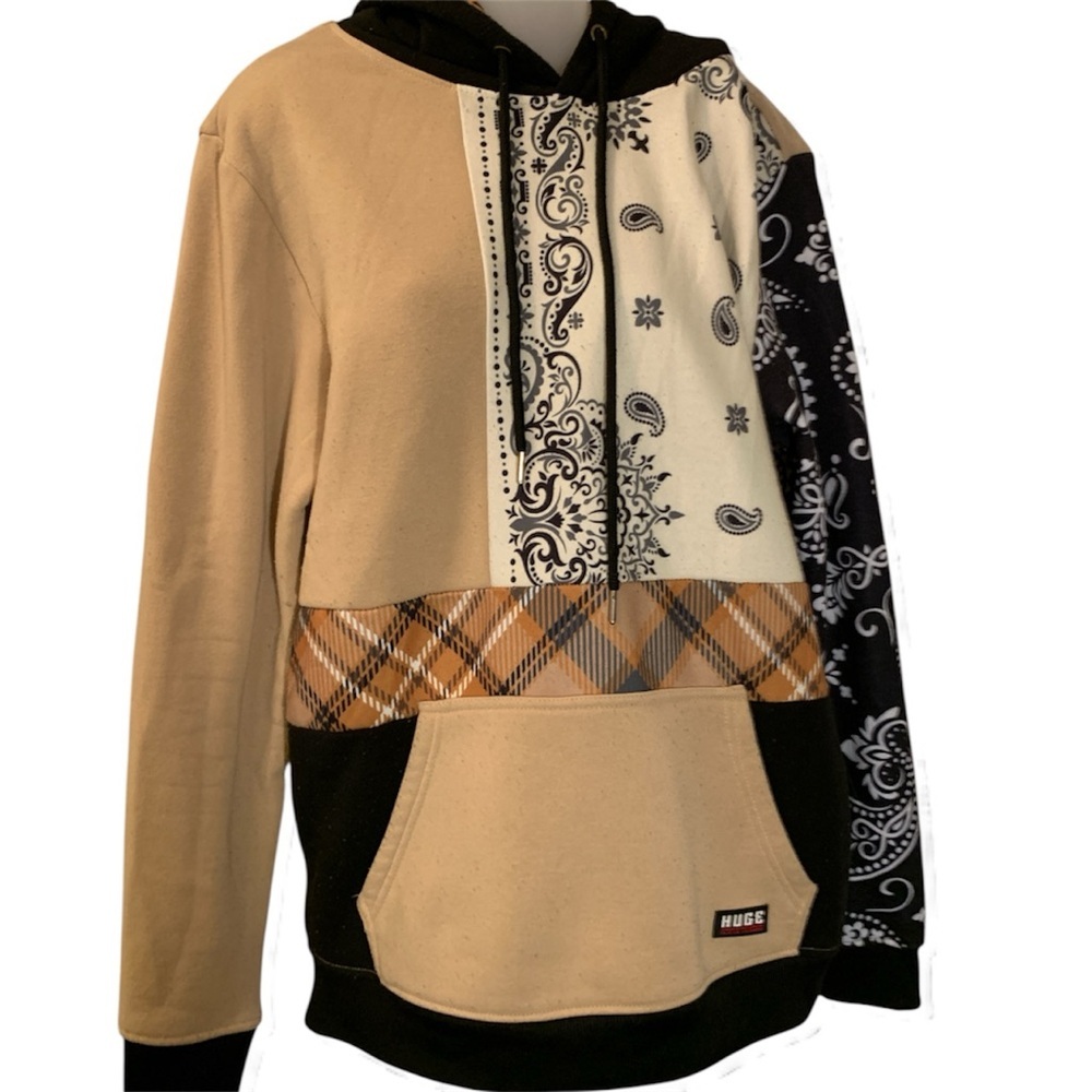 Rugged Patchwork Hoodie with Earthy Tones (item#10044)